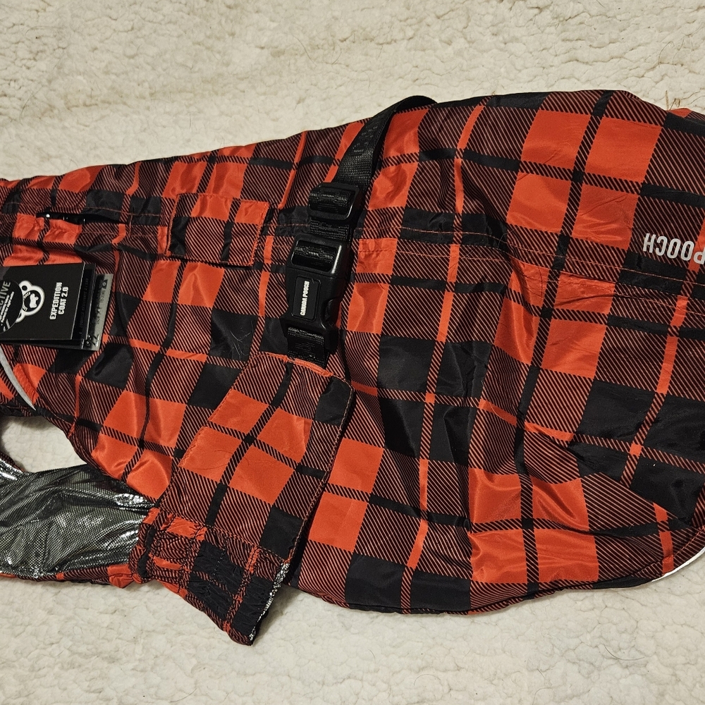 Canada Pooch Red and Black Plaid Dog Jacket